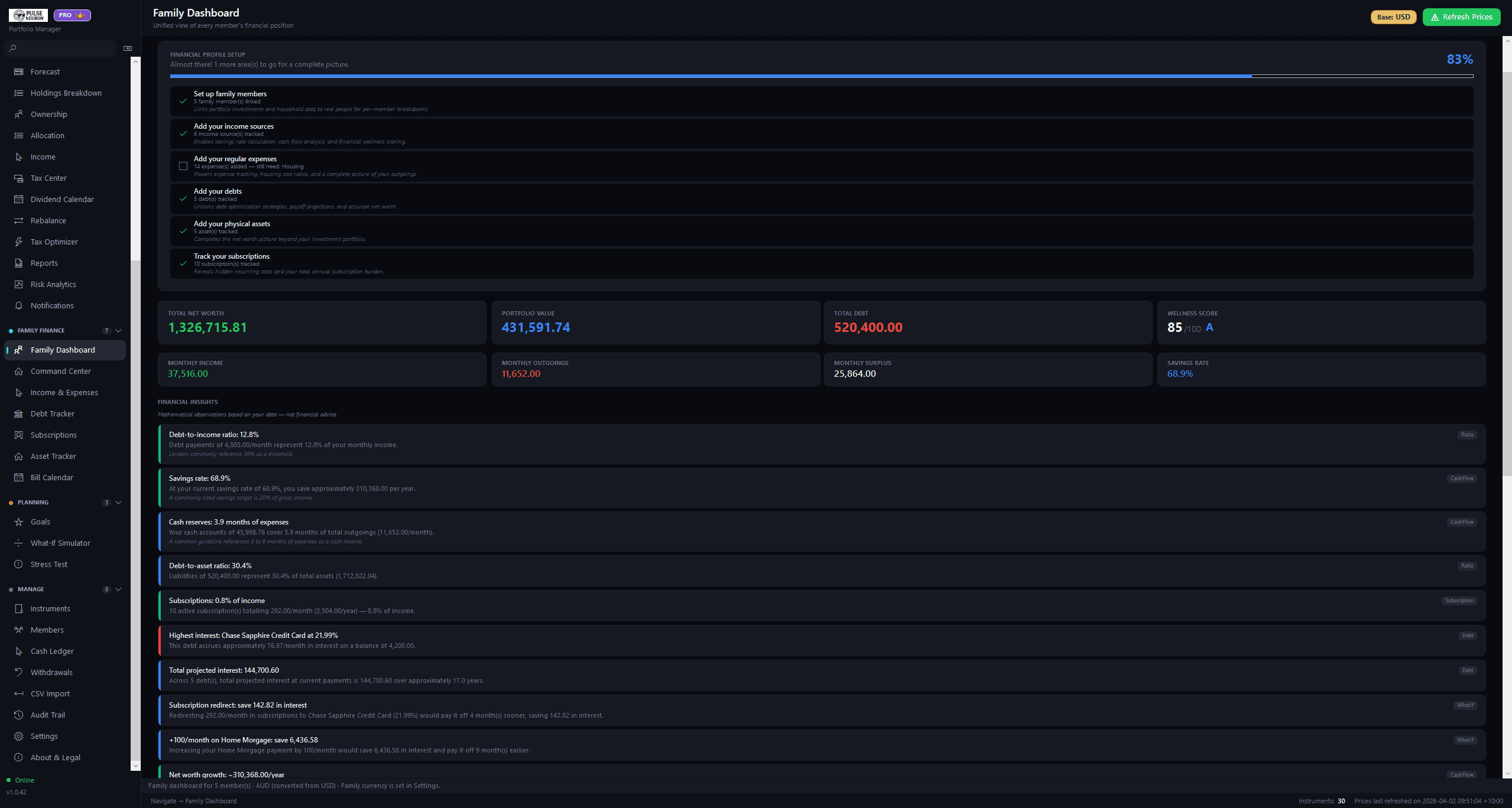 Family Finance Dashboard